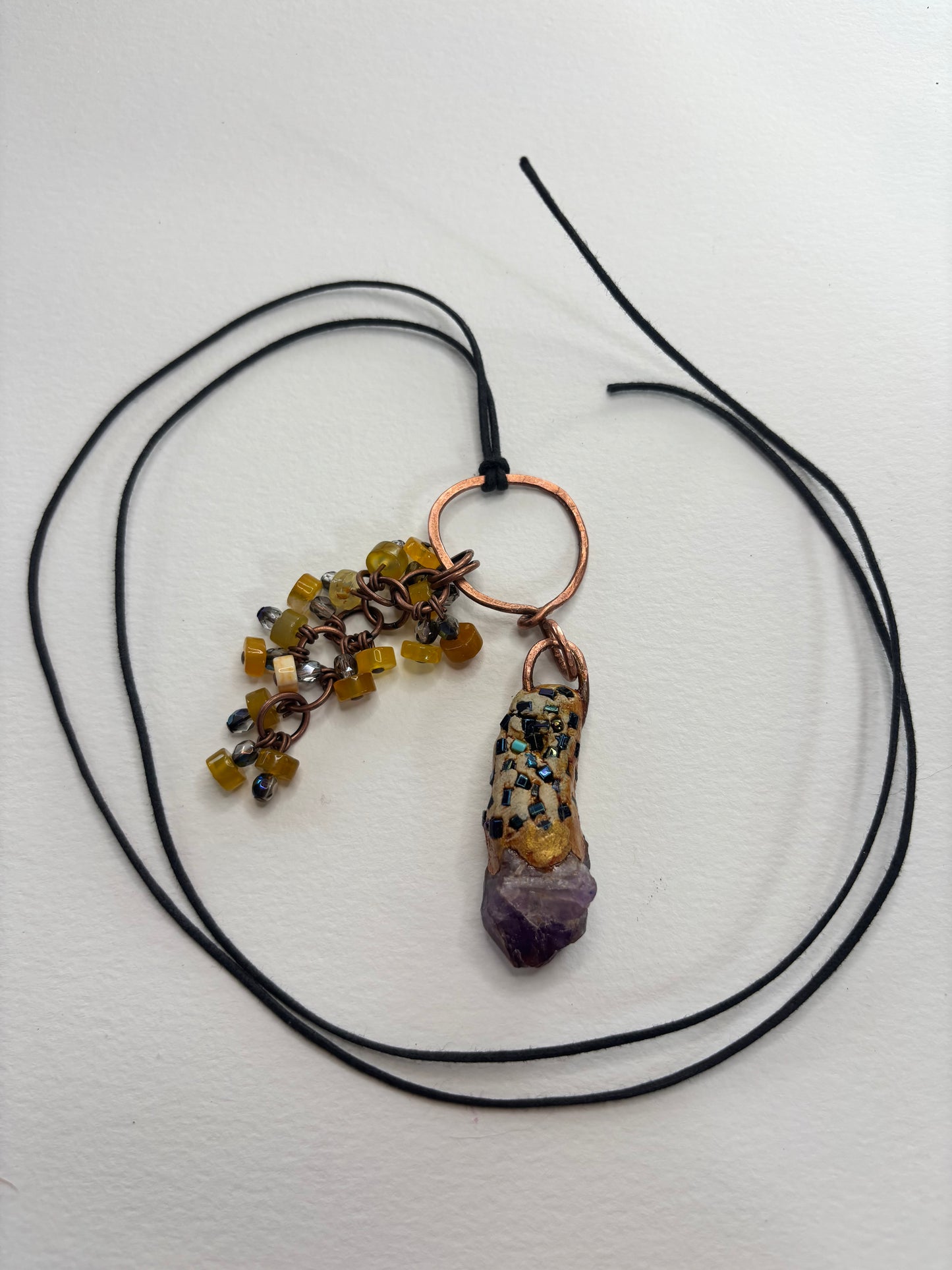 Purple Amethyst Shard with Beads and Copper