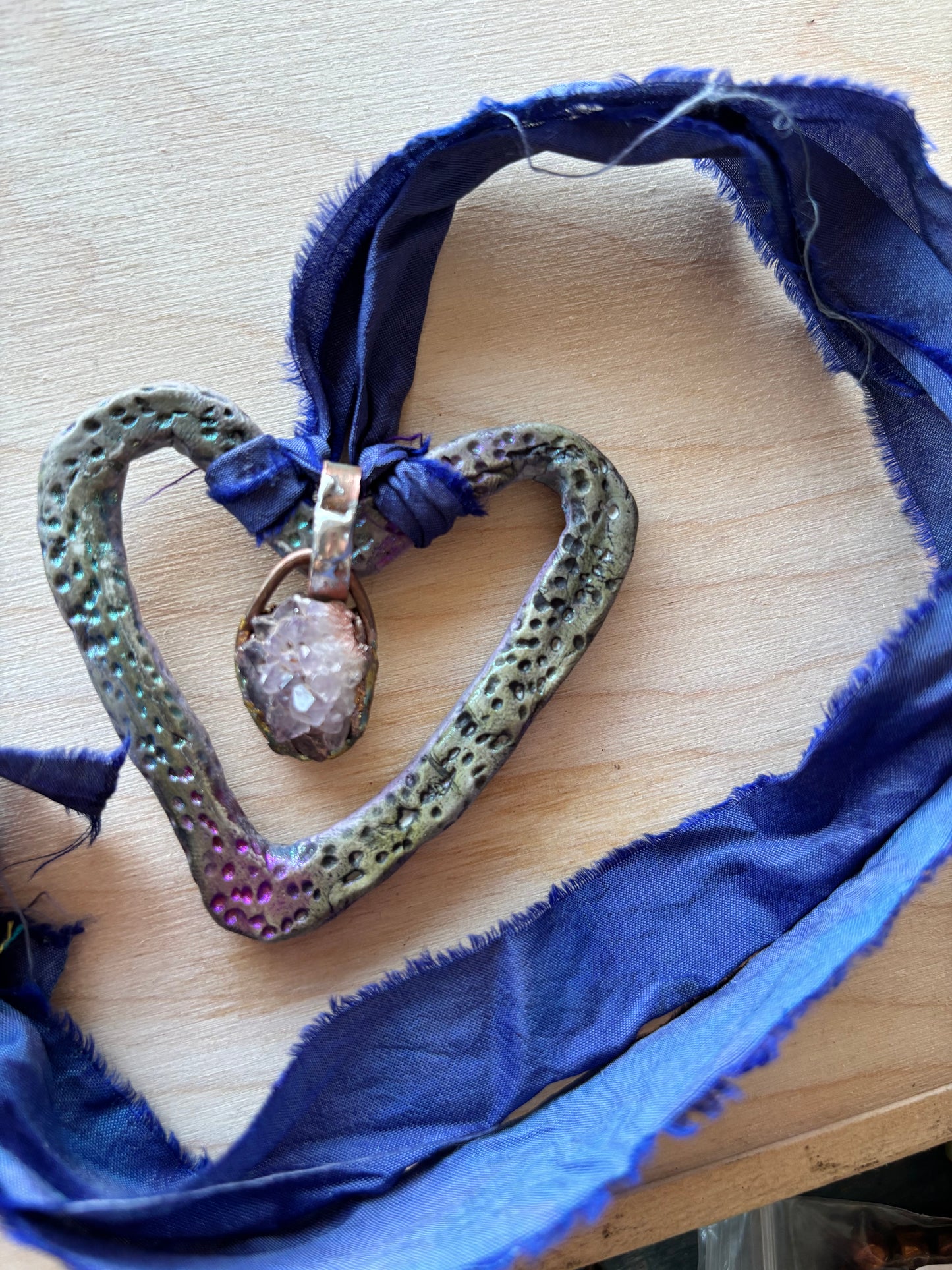 Purple Amethyst Heart Pendant
