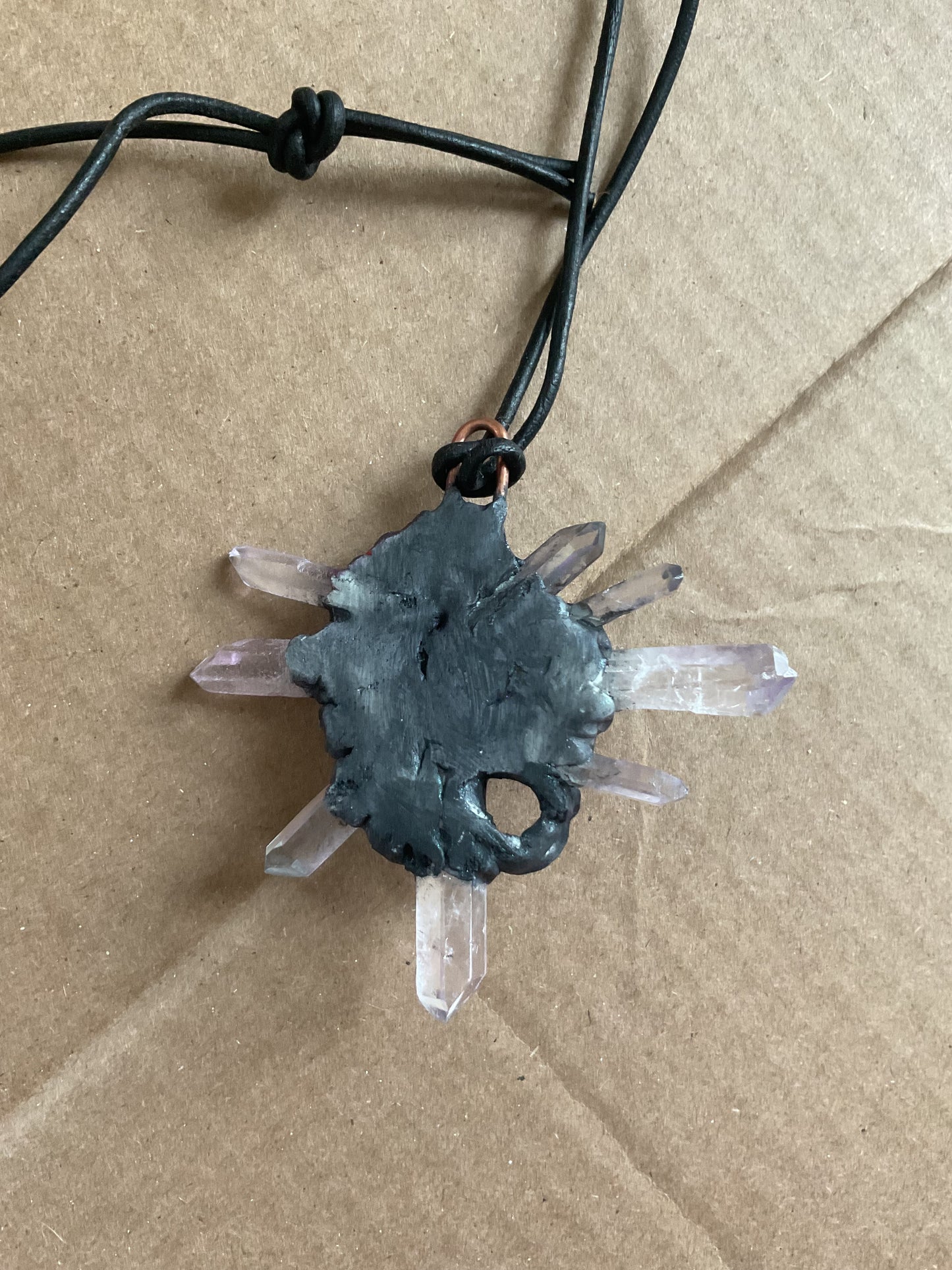Clear crystal quartz dagger amulet