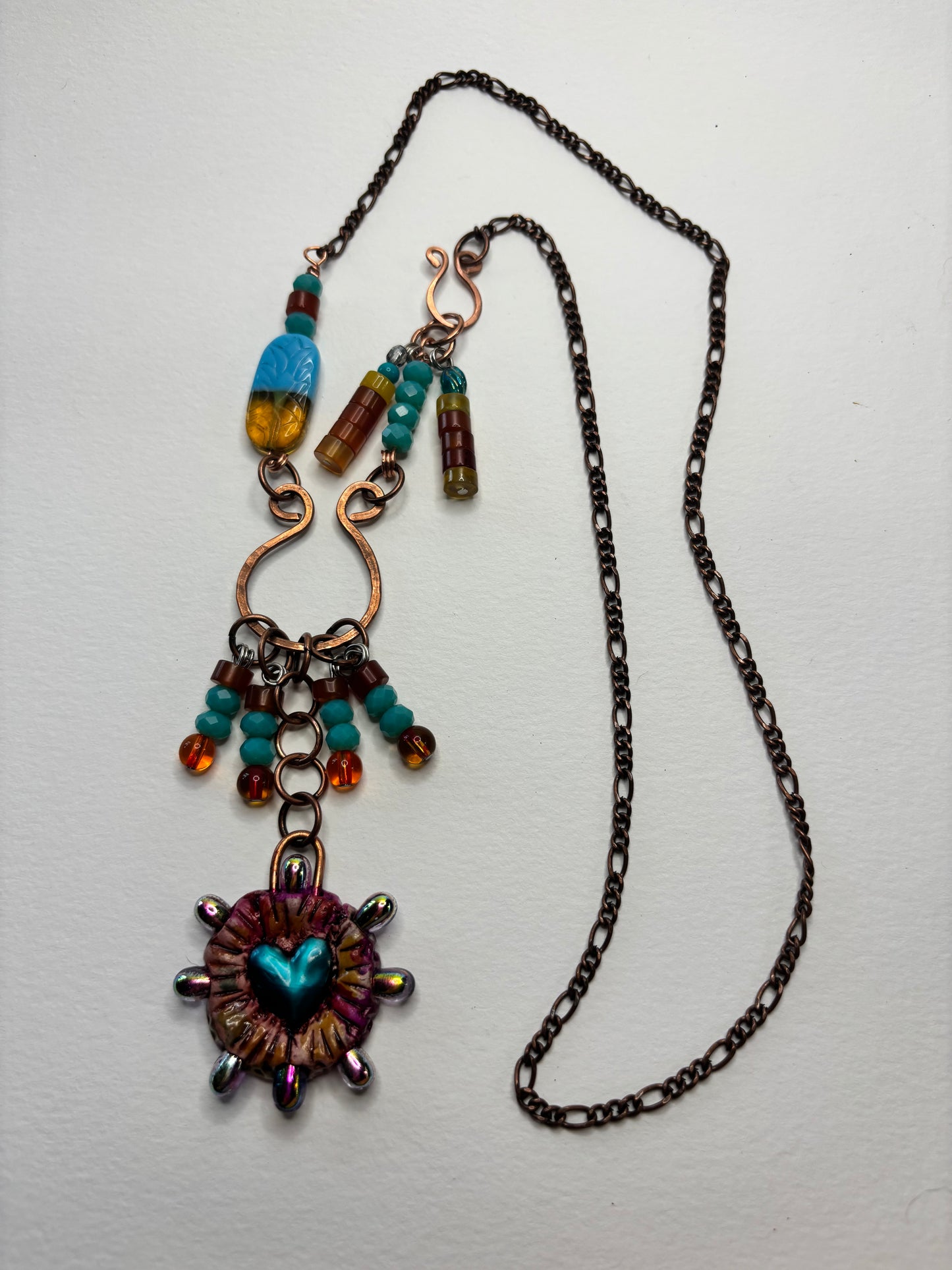 Heart Hanging on a Copper Loop Necklace