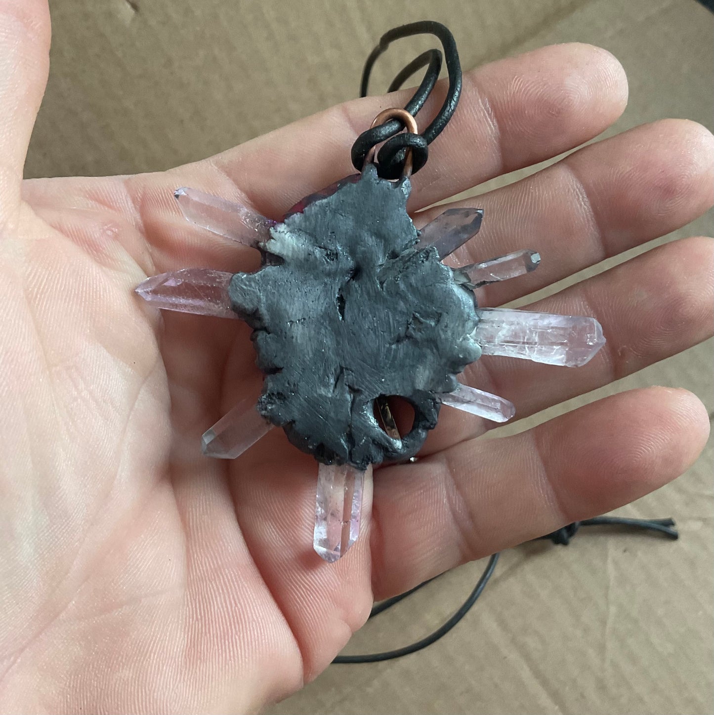 Clear crystal quartz dagger amulet