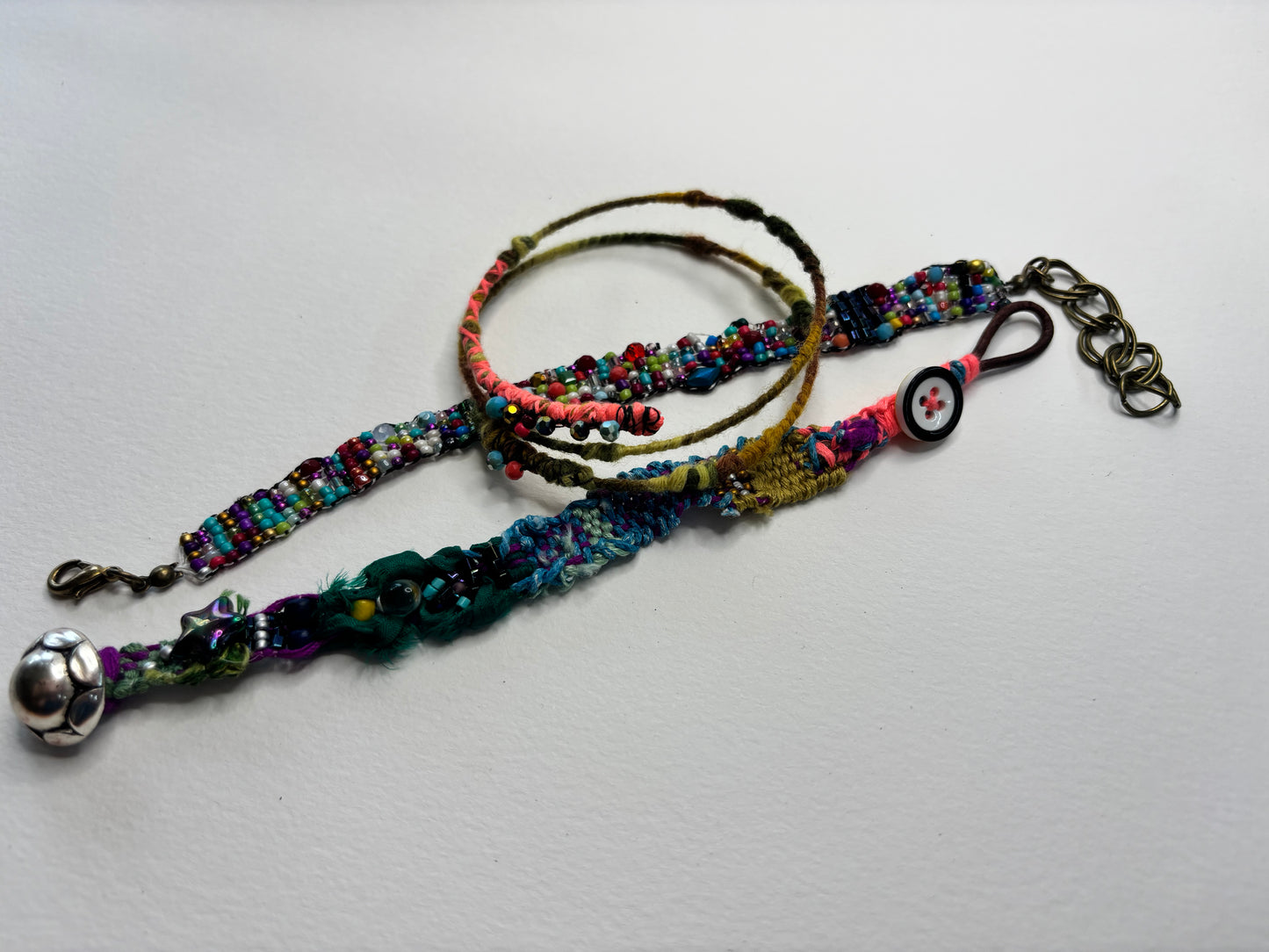 Vibrant Colours Weaved 3 bracelet stack set