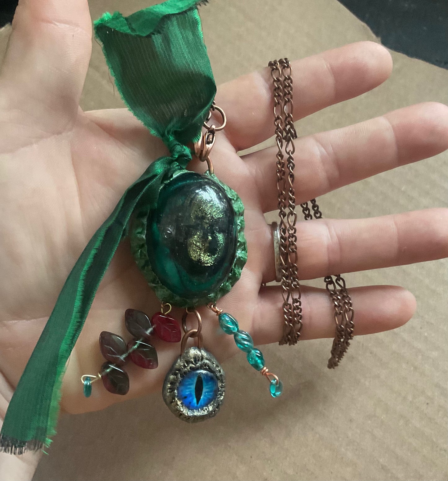 Green With Envy Talisman and Charm Necklace