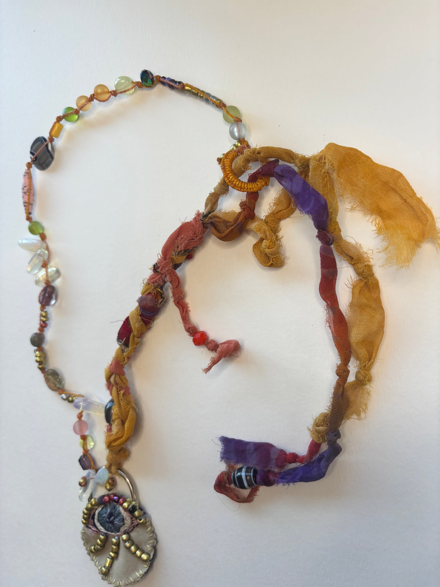 Hand stitched Eye pendant Scarf Neck wrap/Necklace