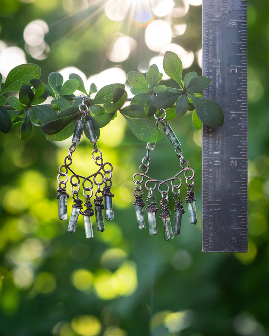 Moss Agate Chandelier Earrings