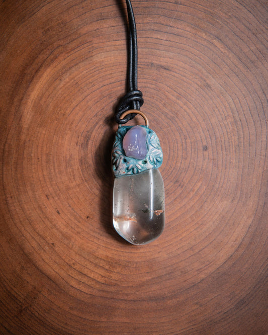 Gemstone Pendants with Leather Cord