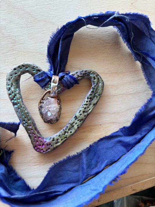 Purple Amethyst Heart Pendant
