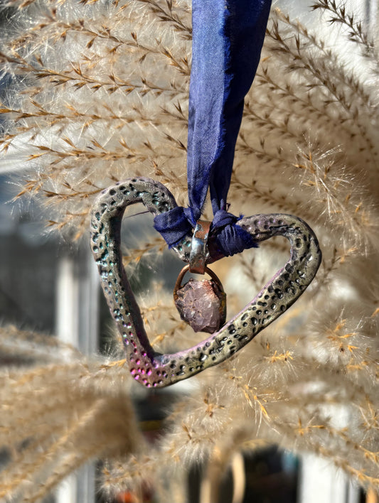 Purple Amethyst Heart Pendant