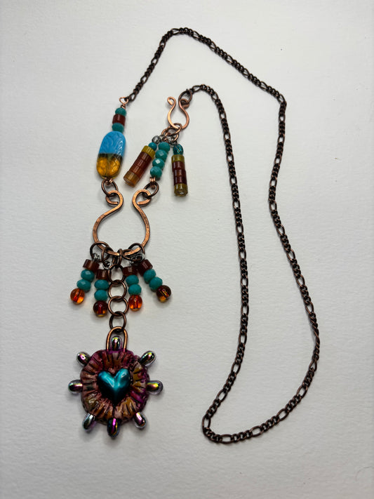 Heart Hanging on a Copper Loop Necklace