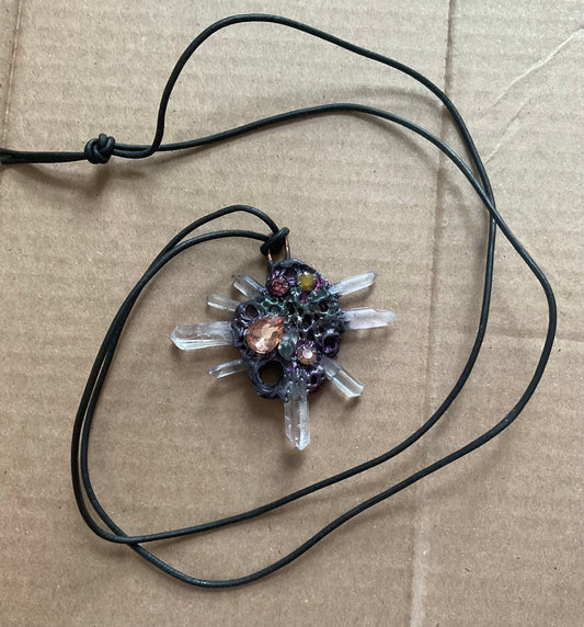 Clear crystal quartz dagger amulet