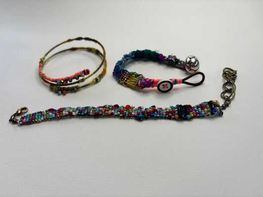Vibrant Colours Weaved 3 bracelet stack set