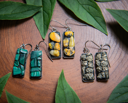 Gemstone Mosaic Drop Earrings
