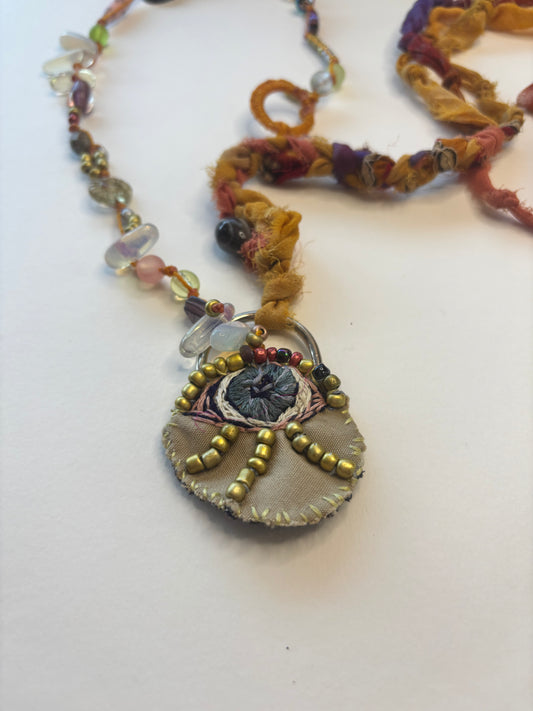 Hand stitched Eye pendant Scarf Neck wrap/Necklace