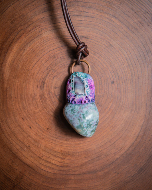 Gemstone Pendants with Leather Cord